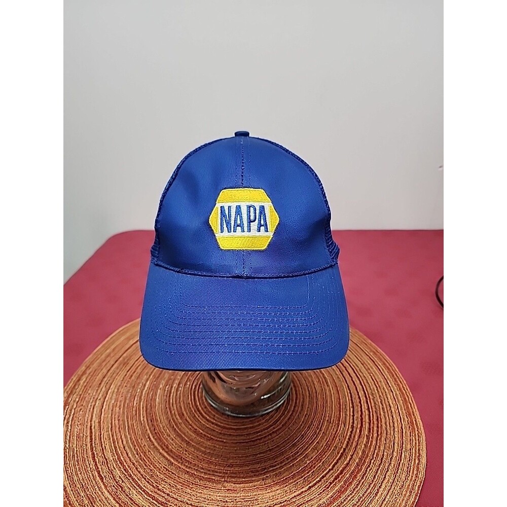 Vintage NAPA Auto Parts Snap Back Trucker Hat 1990s Blue/Gold Logo Throwback Y2K